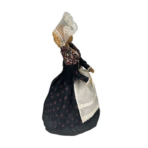 Vtg Handmade Straw Burlap Doll 12" Tan Blue Folk Art Collectible Rustic Decor - Picture 2 of 10